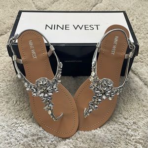 Nine West crystal jeweled sandals 7.5